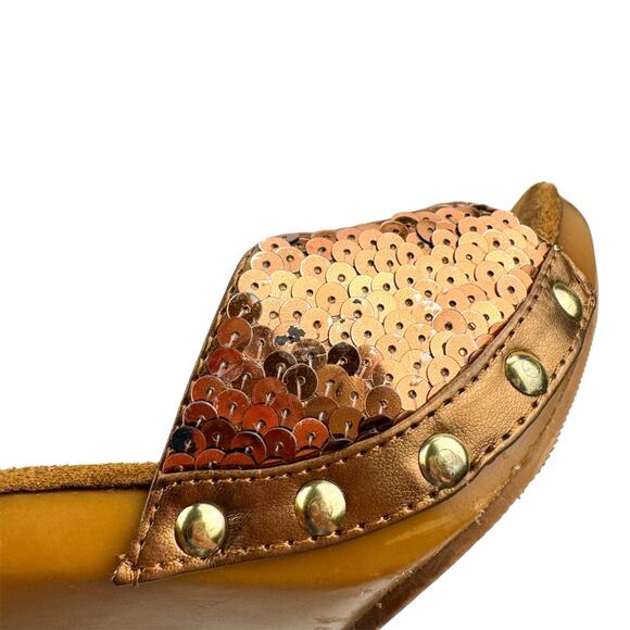 Candie's Vintage Faux Leather Sequin Clog Open Toe Stilleto Sandals 7.5 Boho y2k - Picture 12 of 13